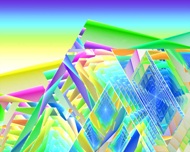 istock Pastel prismatic mountain, abstract psychedelic fractal art background. 1634871711