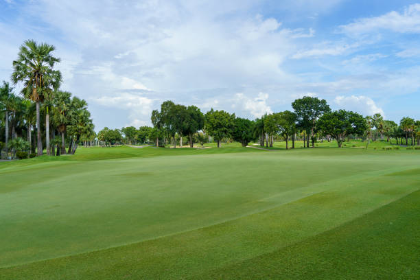 istock View of Golf Course with putting green,Golf course with a rich green turf and beautiful scenery 1634905048
