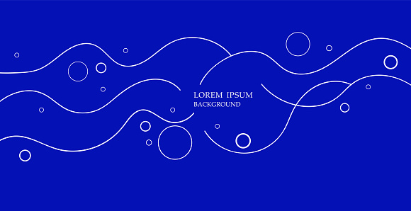 Vector blue trendy minimalism dynamic line waves pattern amorphous geometric poster background
