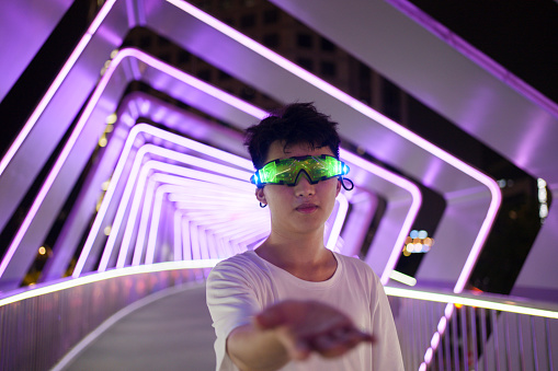 man using VR smart glasses