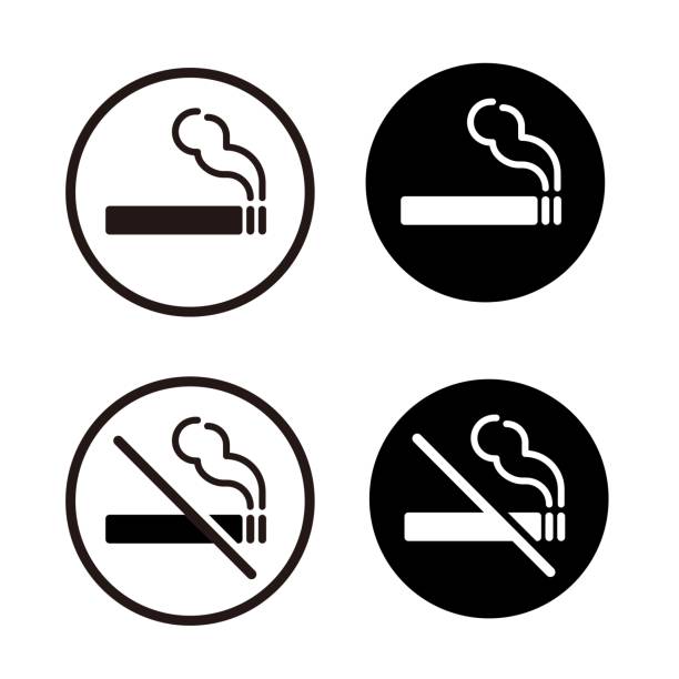 курение запрещено, набор иконок для курения - smoking sign stock illustrations