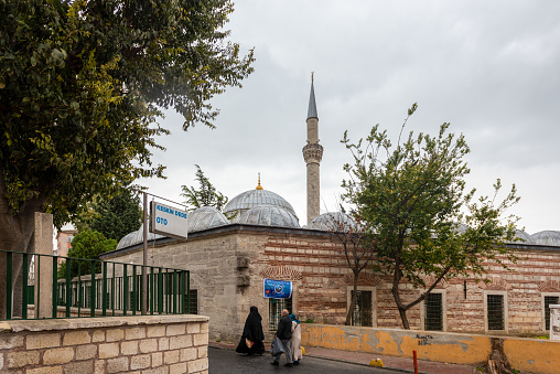 Istanbul, Turkey - August 24, 2023:A general view of the Fatih district of Istanbul. An old mosque in the background