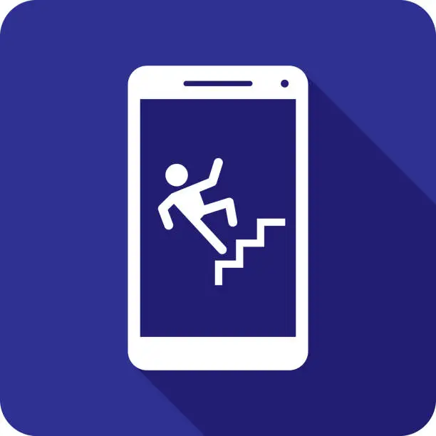 Vector illustration of Danger Falling Smartphone Icon Silhouette