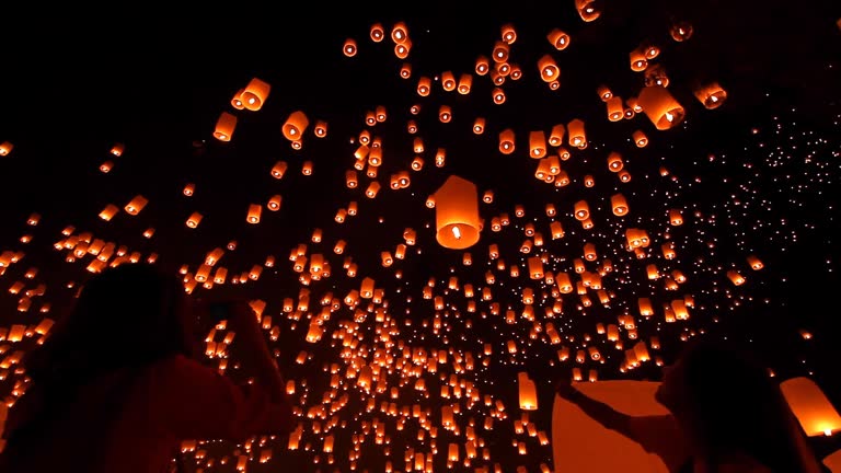 Sky Lantern Loi Krathong Traditional Festival.