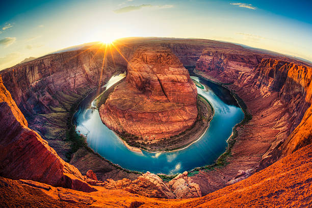 horseshoe bend, grand canyon, usa - south rim foto e immagini stock