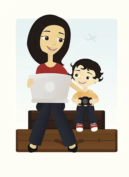 Vector illustration of Traveling Mommy Blogger
