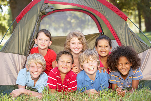 istock Group Of Children Having Fun In Tent 163520463