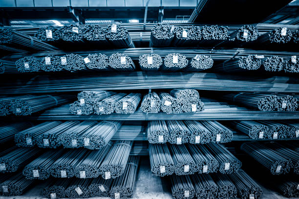 round steel bars round steel bars at factory , adobe rgb 1998 use. rebar production stock pictures, royalty-free photos & images