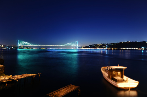 city lights and bridge