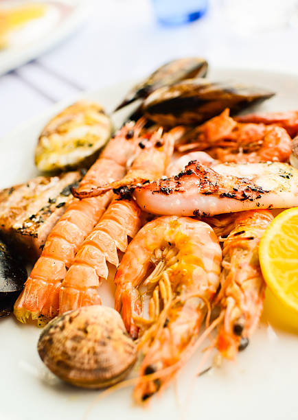 istock Grilled Seafood and Mixed Fish Plate 163521690