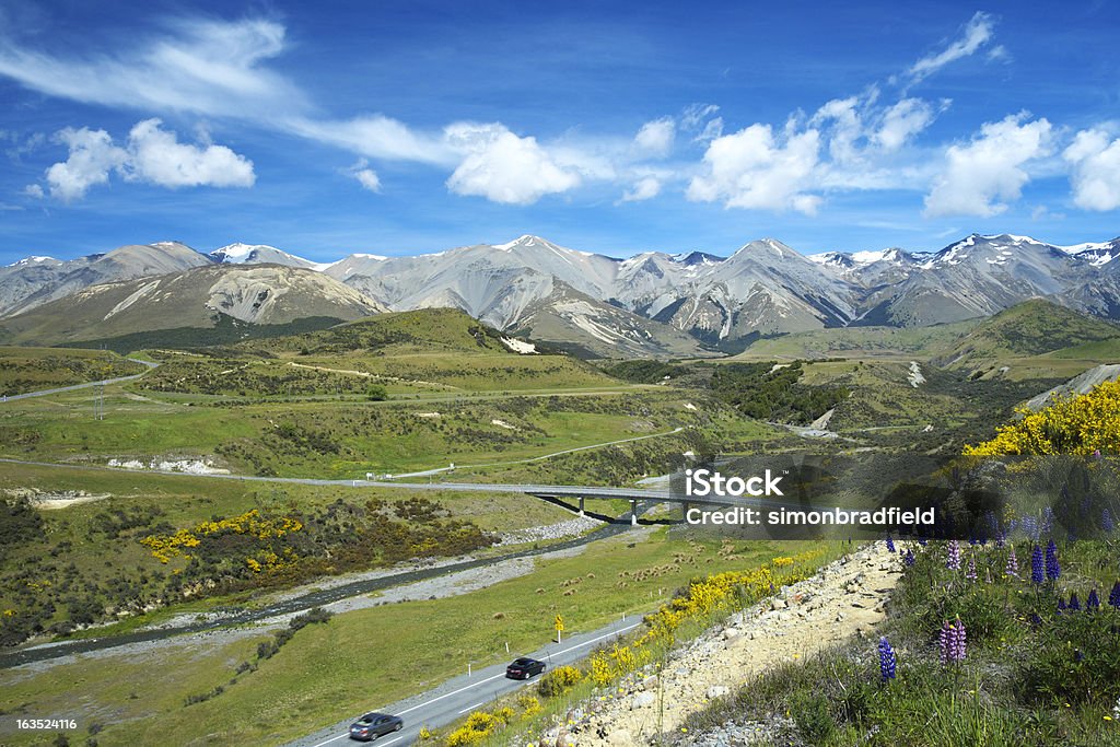 Driving der Neuseeländische Alpen - Lizenzfrei Nationalpark Arthur's Pass Stock-Foto