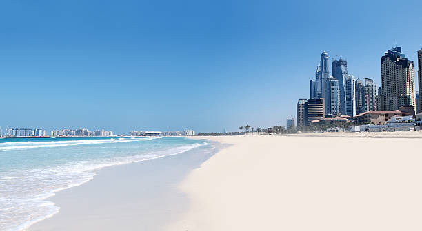 Jumeirah Beach and cityscape stock photo