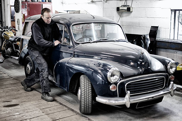 istock Classic Morris Minor Traveller repair 163524424