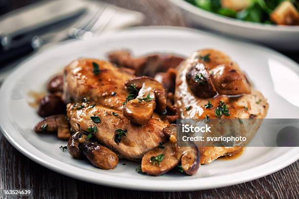 Grilled Chicken Breast With Mushrooms Stock Photo - Download Image Now - American Culture, Chicken - Bird, Chicken Meat