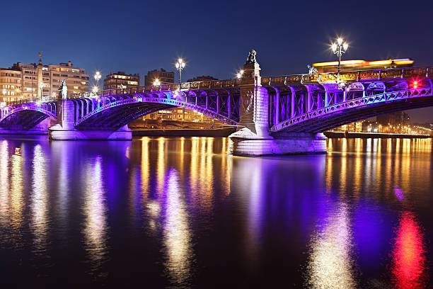 Pont de Fragnee at night stock photo