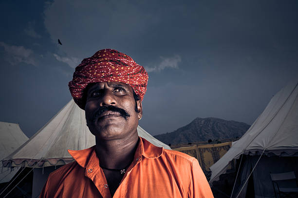 istock rajasthani man in front of his tent 163526646