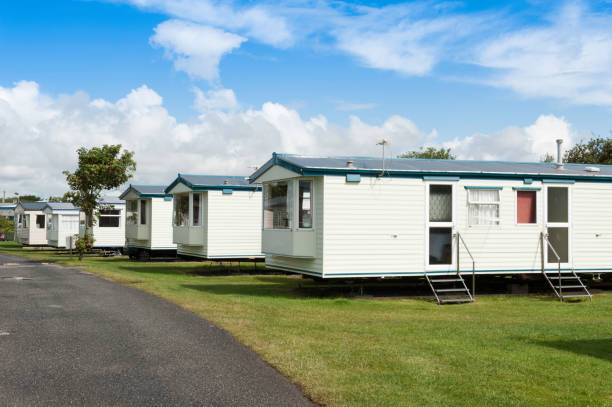 Caravans 만들진 연립 스톡 사진