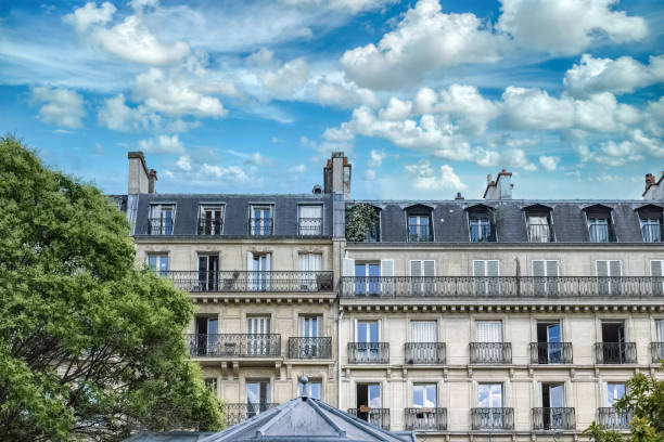 Paris, buildings in the Marais, in the center, in a typical street