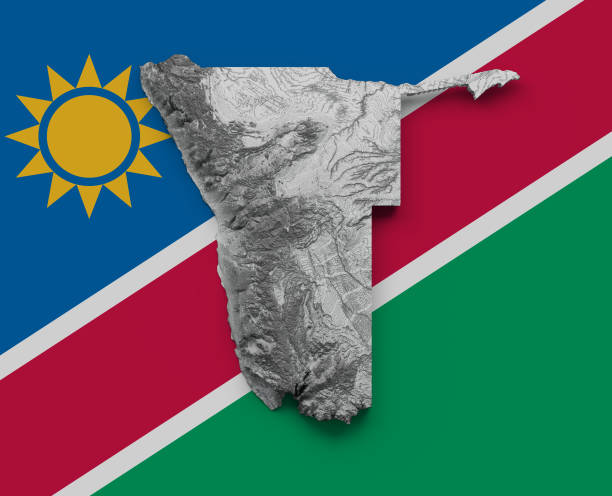 3d Namibia Map Black And White Shaded Relief Texture Map On Namibia Flag Background 3d illustration 3d Namibia Map Black And White Shaded Relief Texture Map On Namibia Flag Background 3d illustration
Source Map Data: tangrams.github.io/heightmapper/,
Software Cinema 4d flag of namibia stock pictures, royalty-free photos & images