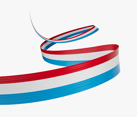 3d Flag Of Luxembourg 3d Waving Ribbon Flag Isolated On White Background, 3d illustration