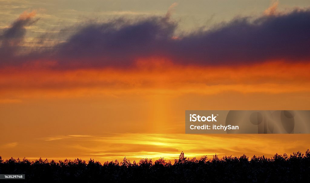 Sonnenuntergang über Wald - Lizenzfrei Abenddämmerung Stock-Foto