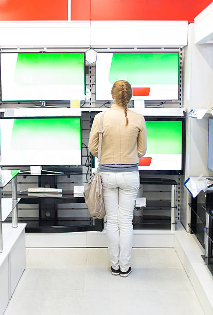 istock woman buys the TV. 163529809
