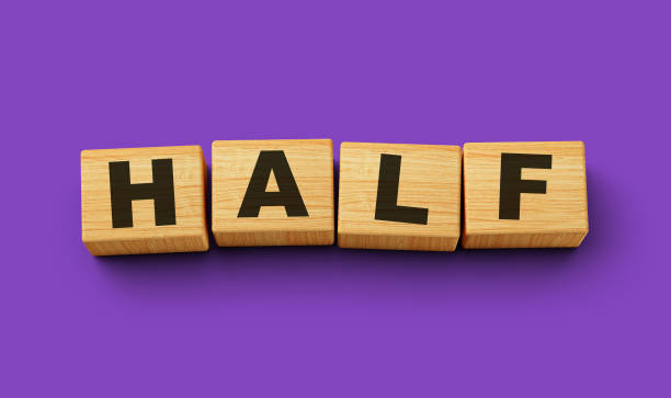 istock Wooden blocks Half word concept isolated background 3d illustration 1635298549