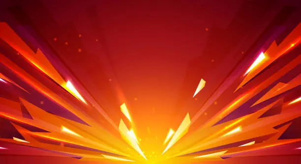 Vector illustration of Falling Orange Fire Arrows. Dynamic Abstract Background.