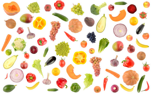 istock Big set falling vegetables and fruits isolated on white 1635325025