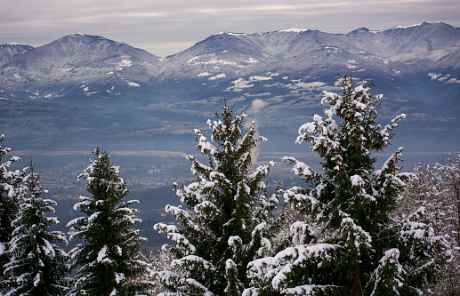 Lake Louise, Alberta, Canada - January 11 2022 : Lake Louise Ski Resort Main Lodge. Covid-19 pandemic period.