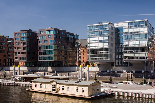 Modern office and residential buildings, residential towers, in HafenCity, Hamburg, Germany, Europe