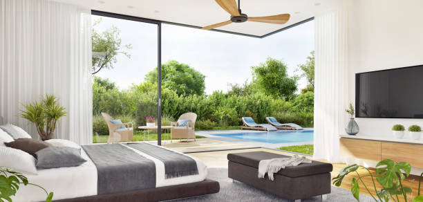 Modern bedroom with patio
