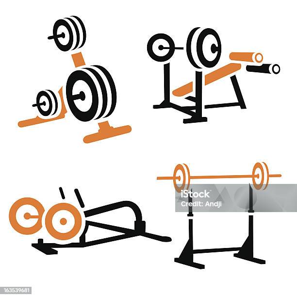 Vetor Ícones De Fitness Série - Arte vetorial de stock e mais imagens de Barra de pesos - Barra de pesos, Beleza, Clip Art