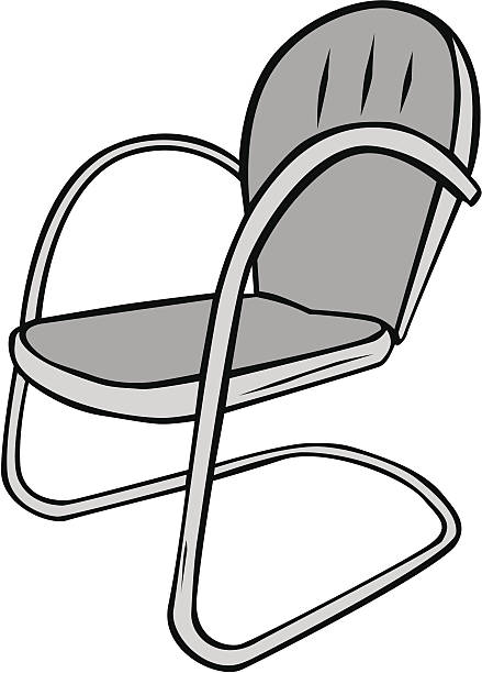 Metal lawn motel chair vector art illustration