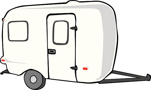 Camper trailer vector art illustration