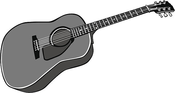 Acoustic 6 string guitar vector art illustration