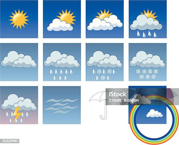 Vetores de Clima Símbolos e mais imagens de Arco-íris - Arco-íris, Azul, Chuva