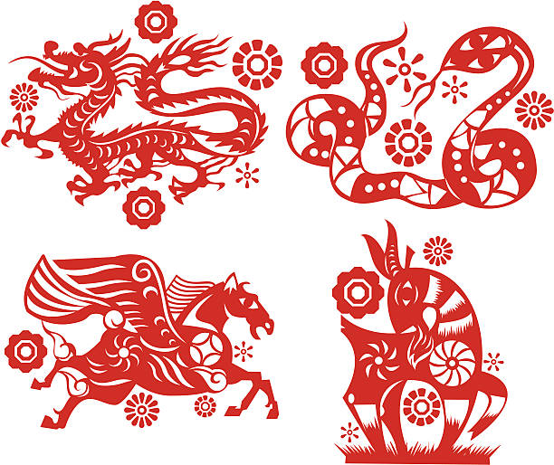 ilustrações de stock, clip art, desenhos animados e ícones de zodíaco chinês - snake chinese new year chinese zodiac sign china