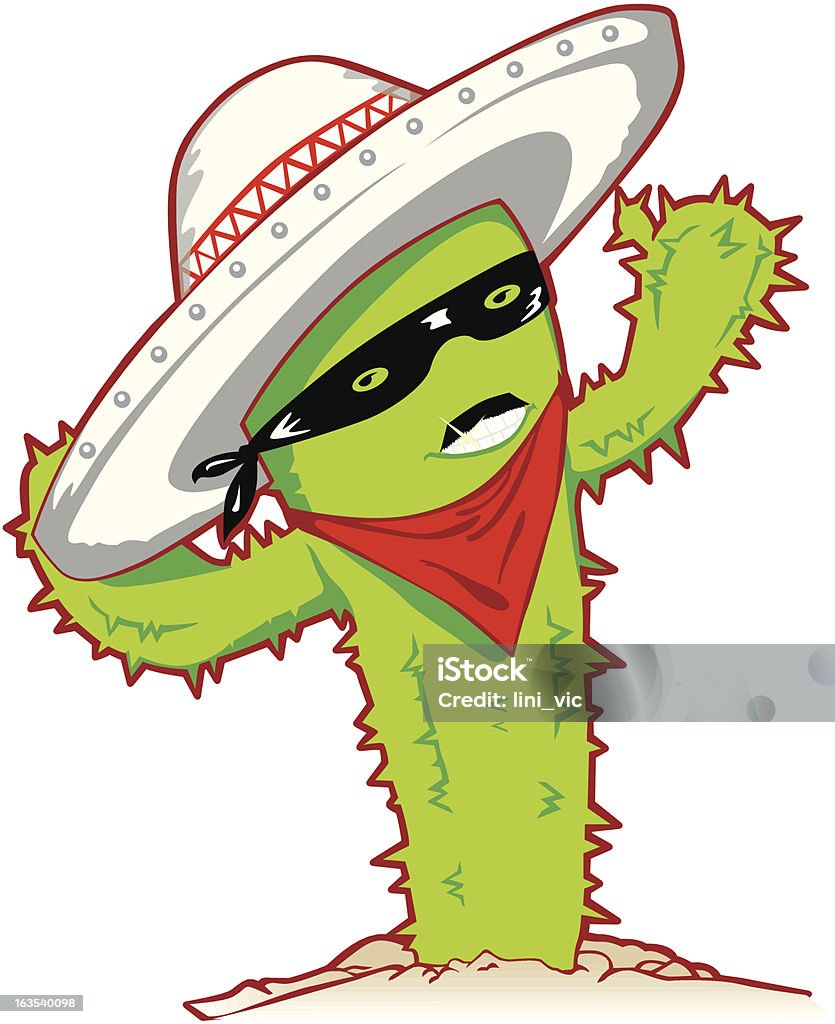 Mr Cactus Mr Cactus with mexician dressing Anthropomorphic Smiley Face stock vector