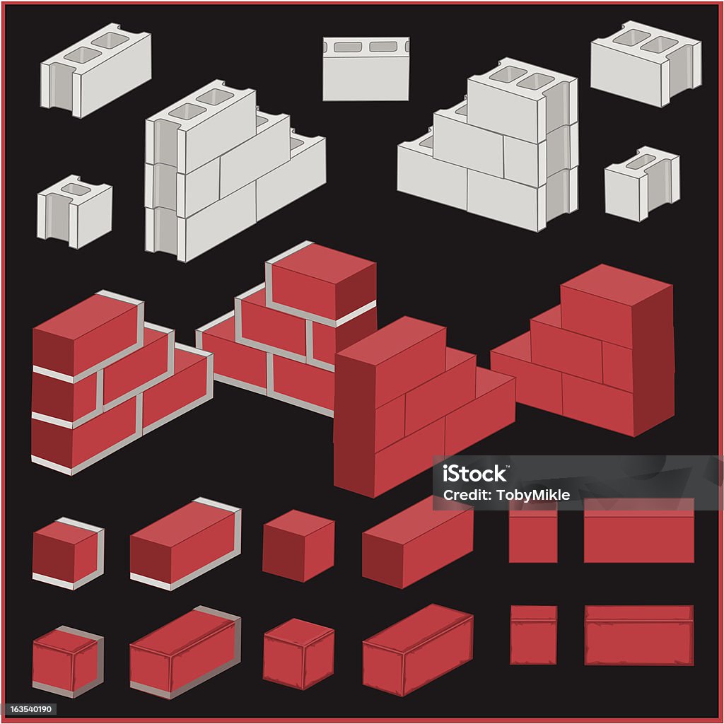 3 D quarteirões e tijolos - Vetor de Tijolo - Material de Construção royalty-free