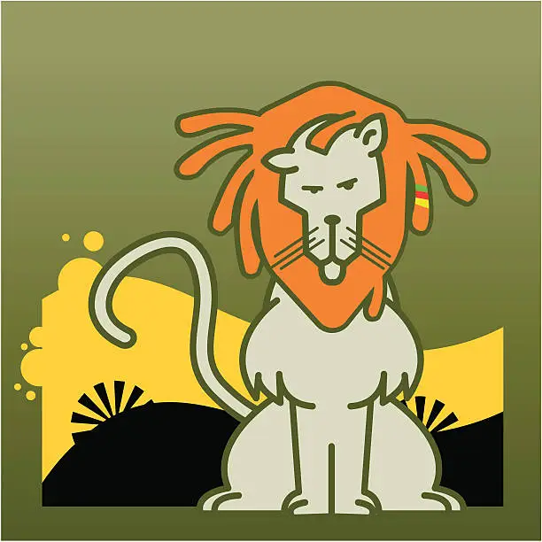 Vector illustration of Rasta Lion