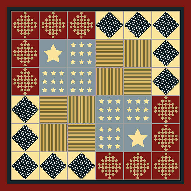 American Quilt A quilt based on the Americana style of the 1800's. Tile the vector-based art to make a larger piece or rearrange the quilt blocks. patriotic quilt stock illustrations