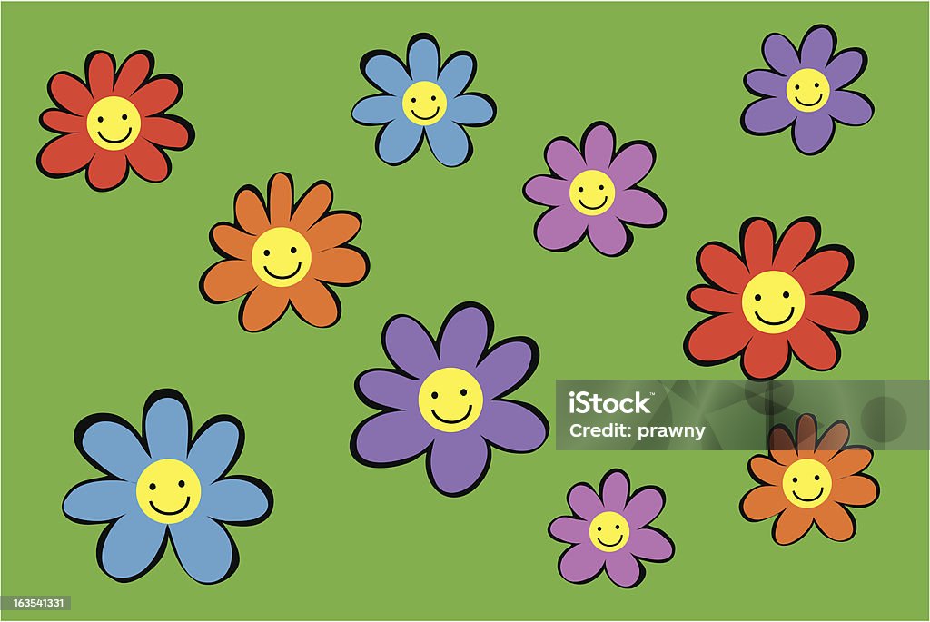 Feliz flores - arte vectorial de Alegre libre de derechos