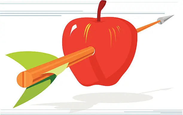 Vector illustration of transfixed apple