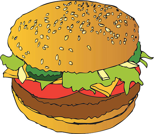 Big Juicy Hamburger vector art illustration