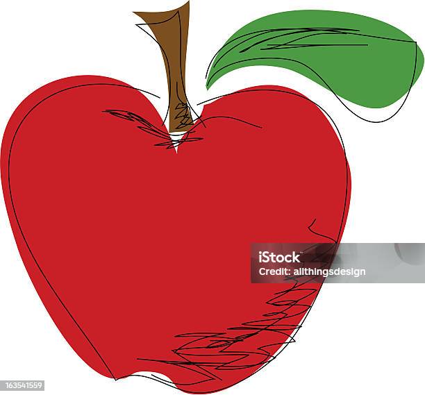 Applevettore Scarabocchio Stile - Immagini vettoriali stock e altre immagini di Cibo - Cibo, Cultura americana, Foglia