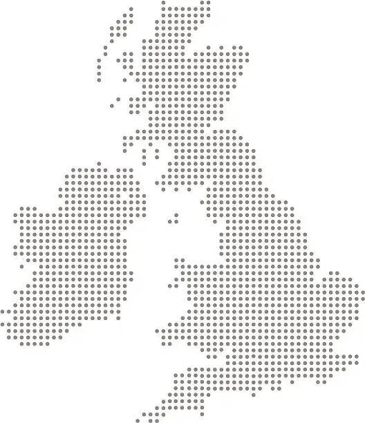 Vector illustration of Great Britain and Ireland Dot Map (vector)
