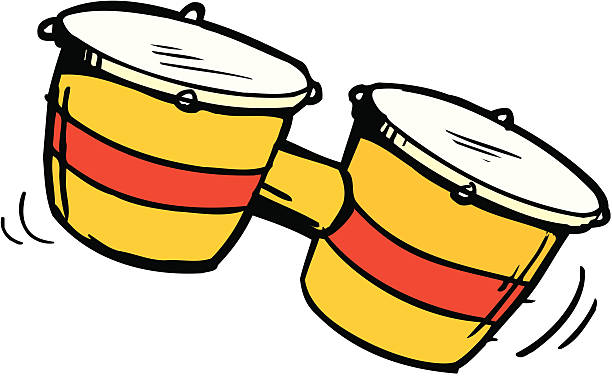 Editable Cartoon illustration set of bongos vector art illustration