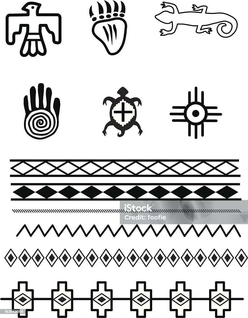 Nativos americanos símbolos - arte vectorial de Lakota libre de derechos
