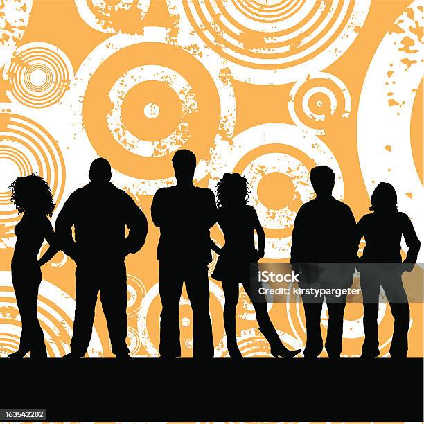 Young People On Grunge Background Stock Illustration - Download Image Now - Abstract, Adolescence, Adult